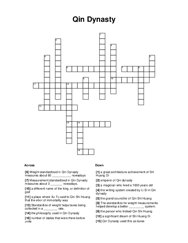 Qin Dynasty Crossword Puzzle