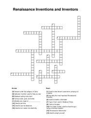 Renaissance Inventions and Inventors Crossword Puzzle