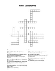 River Landforms Crossword Puzzle