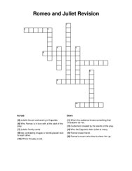 Romeo and Juliet Revision Crossword Puzzle