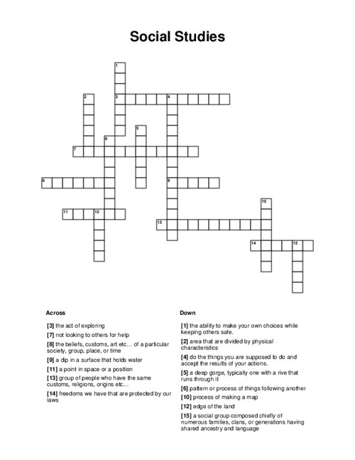 Social Studies Crossword Puzzle