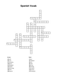 Spanish Vocab Crossword Puzzle