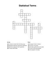 Statistical Terms Crossword Puzzle