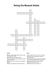 Swing Era Musical Artists Crossword Puzzle