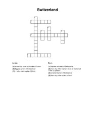 Switzerland Crossword Puzzle