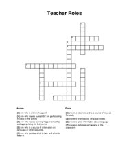 Teacher Roles Crossword Puzzle