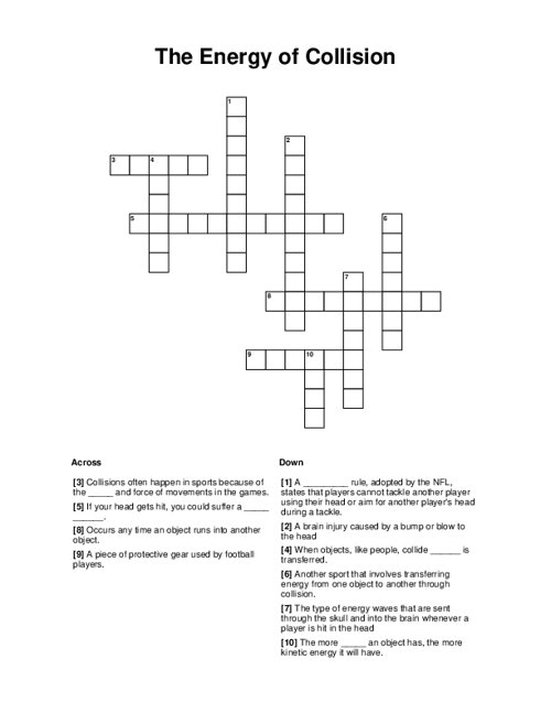 The Energy of Collision Crossword Puzzle