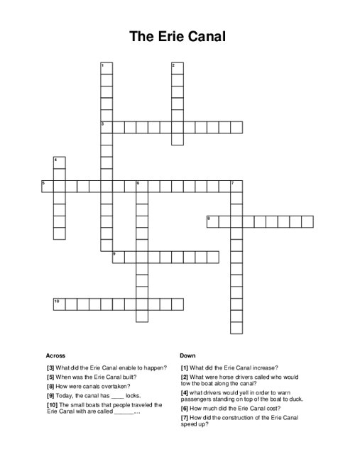 The Erie Canal Crossword Puzzle