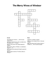 The Merry Wives of Windsor Crossword Puzzle