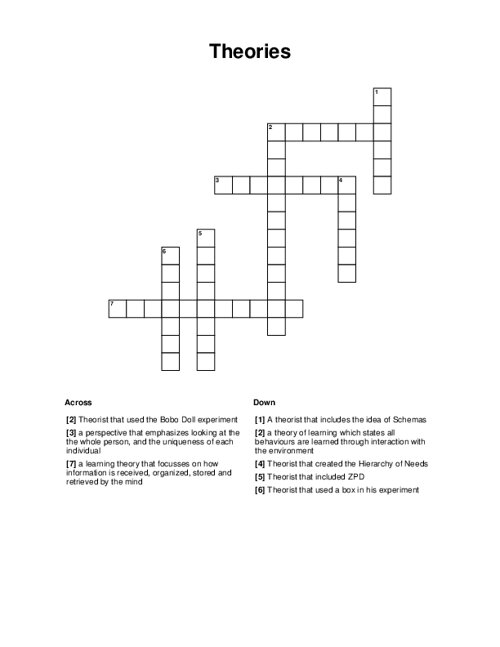 Theories Crossword Puzzle