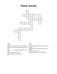 Titanic Activity Crossword Puzzle