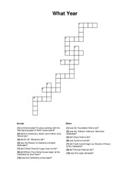 What Year Crossword Puzzle