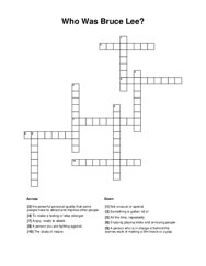 Who Was Bruce Lee? Crossword Puzzle