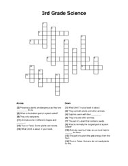 3rd Grade Science Crossword Puzzle