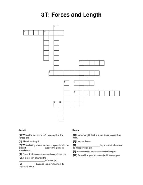 3T: Forces and Length Crossword Puzzle