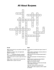 All About Burpees Crossword Puzzle