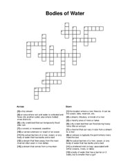 Bodies of Water Crossword Puzzle