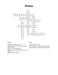 Britpop Crossword Puzzle