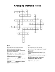 Changing Womens Roles Crossword Puzzle