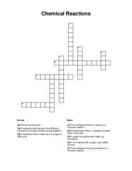 Chemical Reactions Crossword Puzzle