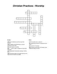 Christian Practices - Worship Crossword Puzzle