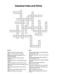 Classical India and China Crossword Puzzle