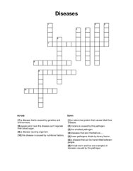 Diseases Crossword Puzzle