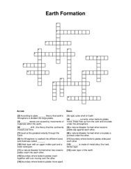 Earth Formation Crossword Puzzle