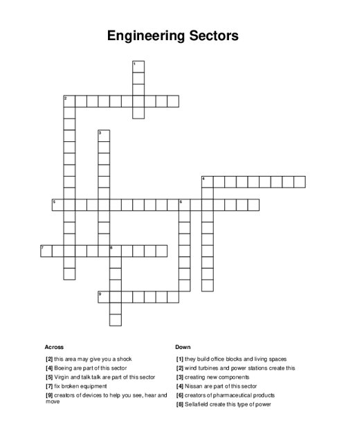 Engineering Sectors Crossword Puzzle