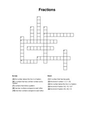 Fractions Crossword Puzzle