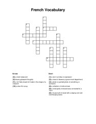 French Vocabulary Crossword Puzzle
