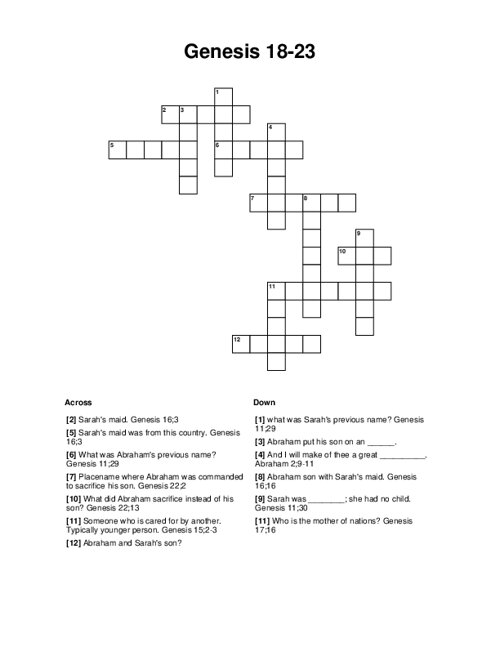 Genesis 18-23 Crossword Puzzle