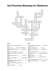 God Promises Blessings for Obedience Crossword Puzzle