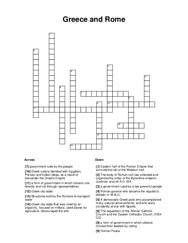 Greece and Rome Crossword Puzzle