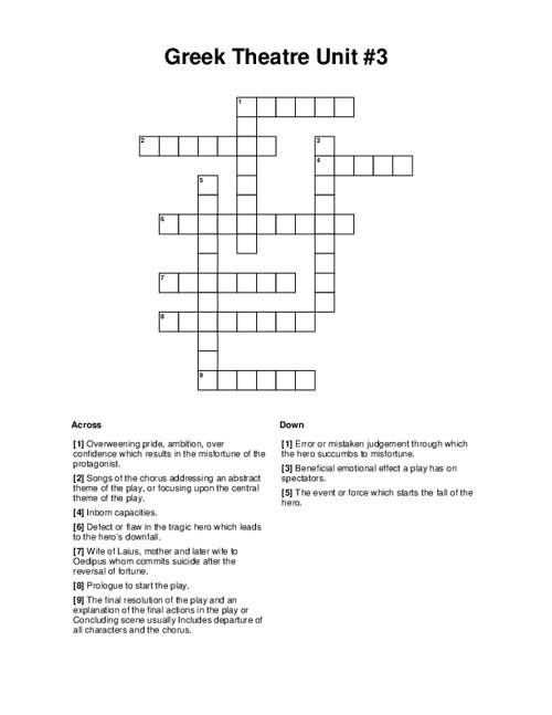 Greek Theatre Unit #3 Crossword Puzzle