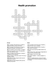 Health promotion Crossword Puzzle