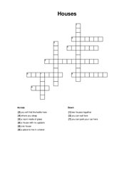 Houses Crossword Puzzle