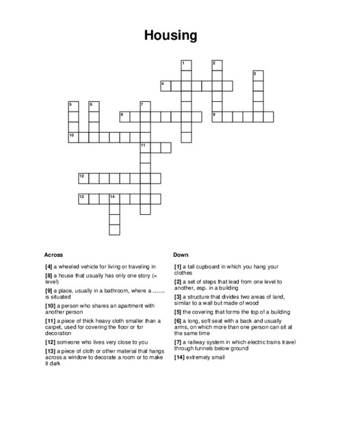 Housing Crossword Puzzle