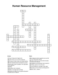 Human Resource Management Crossword Puzzle