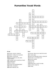 Humanities Vocab Words Crossword Puzzle