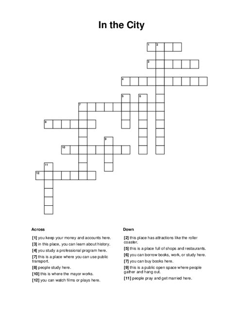 In the City Crossword Puzzle