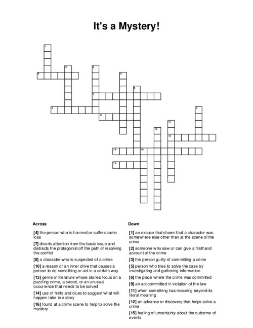 It's a Mystery! Crossword Puzzle