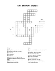 KN- and GN- Words Crossword Puzzle