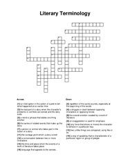 Literary Terminology Crossword Puzzle