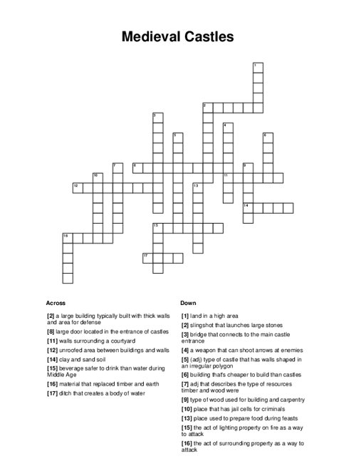 Medieval Castles Crossword Puzzle