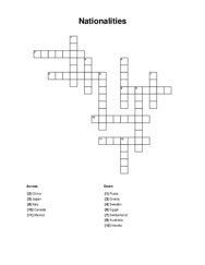 Nationalities Crossword Puzzle