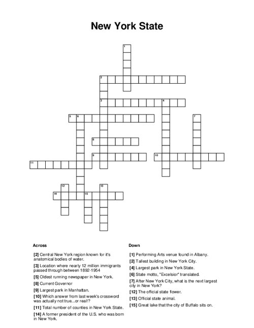 New York State Crossword Puzzle