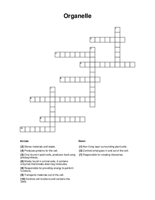Organelle Crossword Puzzle