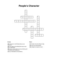 Peoples Character Crossword Puzzle
