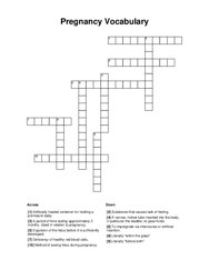 Pregnancy Vocabulary Crossword Puzzle